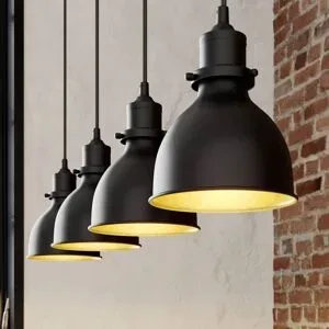 Hängelampe Jasminka Lindby, dimmbar, schwarz, für Küche, Metall, Industrielles Design, Pendelleuchte