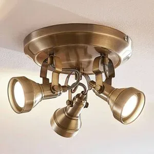 Deckenlampe PERSEAS Lindby, dimmbar, bronze / altmessing, für Wohn- / Esszimmer, Metall, Antik, Deckenlampe