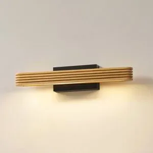 Wandlampe Lieske Lucande, Holz hell, für Wohn- / Esszimmer, Holz, Modern, Wandleuchte, Wandlampe Innen