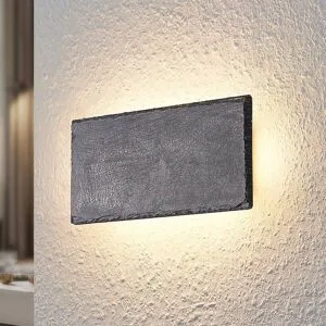 Wandlampe Peetu Lindby, dimmbar, alu / grau / zink, für Wohn- / Esszimmer, Stein, Modern, LED Wandleuchte, Wandlampe Innen