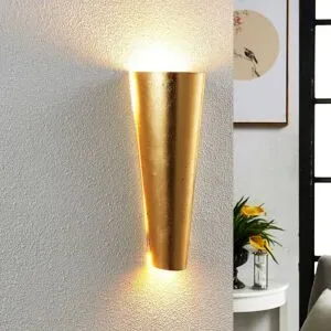 Wandlampe Conan Lindby, dimmbar, messing / gold, für Wohn- / Esszimmer, Metall, Modern, Wandleuchte, Wandlampe Innen