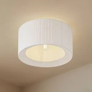 Deckenlampe Virelle Lindby, dimmbar, weiß / opal, für Schlafzimmer, Textil / Stoff / Seide, Deckenlampe