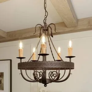 Kronleuchter Loara Luminex, dimmbar, bronze / altmessing, für Wohn- / Esszimmer, Metall, Landhaus / Rustikal, Kronleuchter