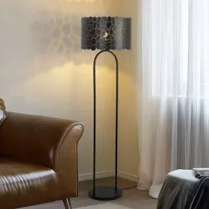 Stehlampe Aralena Lindby, schwarz, für Wohn- / Esszimmer, Metall, Modern, Stehlampe