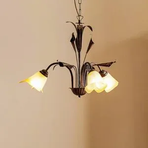 Hängeleuchte Lucrezia dreiflammig, bronze ONLI, dimmbar, bronze / altmessing, für Wohn- / Esszimmer, Metall, Landhaus / Rustikal, Pendelleuchte