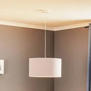 Hängelampe Bristol Duolla, dimmbar, alu / grau / zink, für Wohn- / Esszimmer, Textil / Stoff / Seide, Pendelleuchte