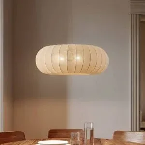 Hängelampe Helin Lindby, dimmbar, creme / amber, für Wohn- / Esszimmer, Textil / Stoff / Seide, Skandinavisch, Pendelleuchte