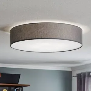 Deckenlampe Rondo TK Lighting, dimmbar, alu / grau / zink, für Schlafzimmer, Textil / Stoff / Seide, Modern, Deckenlampe