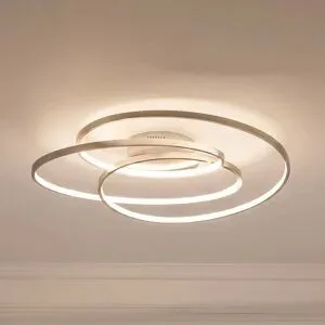 LED Deckenlampe Joline Lindby, dimmbar, alu / grau / zink, für Wohn- / Esszimmer, Metall, Modern, LED Deckenleuchte