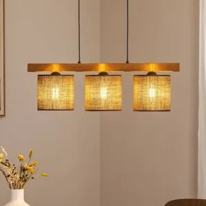Holz Hängelampe Forest Duolla, dimmbar, braun / rost, für Wohn- / Esszimmer, Holz, Pendelleuchte