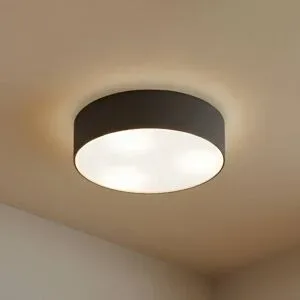 Deckenlampe Sebatin Lindby, dimmbar, alu / grau / zink, für Schlafzimmer, Textil / Stoff / Seide, Modern, Deckenlampe