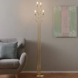Stehlampe Retro Euluna, messing / gold, für Wohn- / Esszimmer, Metall, Modern, Stehlampe