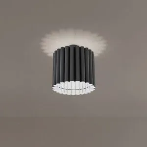 Deckenlampe Aria Duolla, dimmbar, schwarz, für Wohn- / Esszimmer, Textil / Stoff / Seide, Deckenlampe