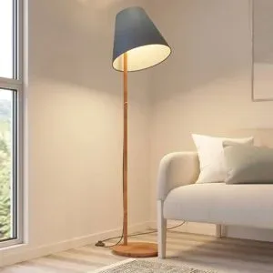 Stehlampe Jinda Lucande, blau, für Wohn- / Esszimmer, Textil / Stoff / Seide, Skandinavisch, Stehlampe