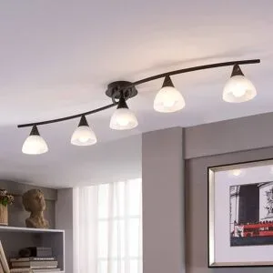 Deckenlampe Della Lindby, dimmbar, schwarz, für Wohn- / Esszimmer, Glas, Landhaus / Rustikal, Deckenlampe