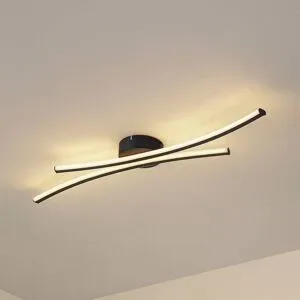 LED Deckenlampe Ravion Lindby, schwarz, für Wohn- / Esszimmer, Aluminium, Modern, LED Deckenleuchte