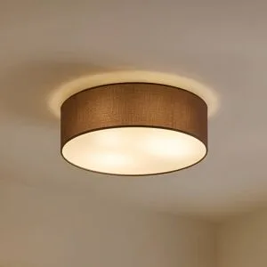 Deckenlampe Sebatin Lindby, dimmbar, braun / rost, für Schlafzimmer, Textil / Stoff / Seide, Modern, Deckenlampe