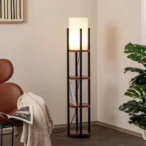 Stehlampe Shelf Opviq, schwarz, für Wohn- / Esszimmer, Metall, Modern, Stehlampe