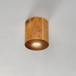 Deckenleuchte Ara als Zylinder aus Holz SOLLUX LIGHTING, dimmbar, Holz hell, für Wohn- / Esszimmer, Holz, Modern, Deckenlampe