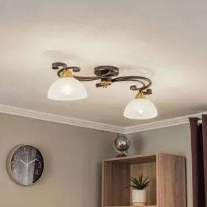 Deckenlampe Flora Luminex, dimmbar, schwarz, für Wohn- / Esszimmer, Glas, Landhaus / Rustikal, Deckenlampe