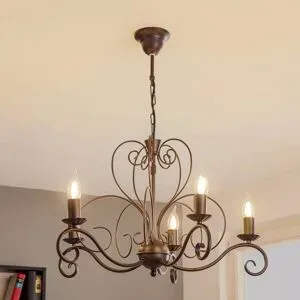 Kronleuchter Mauro Luminex, dimmbar, schwarz, für Wohn- / Esszimmer, Metall, Landhaus / Rustikal, Kronleuchter