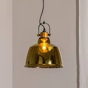 Euluna Glas Hängelampe Amalfi Nowodvorski Lighting, dimmbar, messing / gold, für Wohn- / Esszimmer, Glas, Industrielles Design, Pendelleuchte