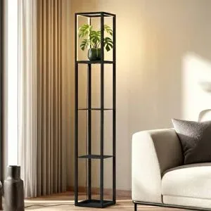 LED Stehlampe Birta Lindby, dimmbar, schwarz, für Wohn- / Esszimmer, Metall, Modern, LED Stehlampe