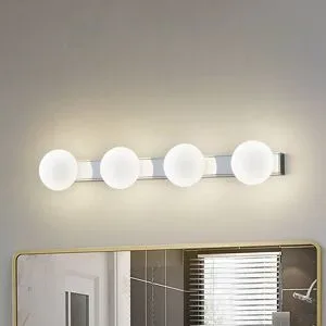 Wandlampe Myrra Lucande, chrom / silber, für Badezimmer, Aluminium, Modern, Wandleuchte, Wandlampe Bad