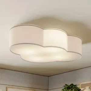 Deckenlampe Cloud TK Lighting, dimmbar, weiß / opal, für Wohn- / Esszimmer, Textil / Stoff / Seide, Junges Wohnen, Deckenlampe