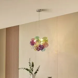 Glas Hängelampe Diborah Lucande, dimmbar, Multicolour, für Wohn- / Esszimmer, Glas, Design, Pendelleuchte