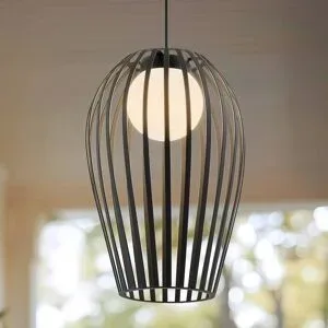 Lucande Außenpendelleuchte Marrin, schwarz, Metall, Ø 31 cm Marrin Lucande, dimmbar, schwarz, für Wohn- / Esszimmer, Metall, Modern