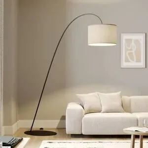 Euluna Bogenlampe Alice Nowodvorski Lighting, braun / rost, für Wohn- / Esszimmer, Textil / Stoff / Seide, Modern, Stehlampe