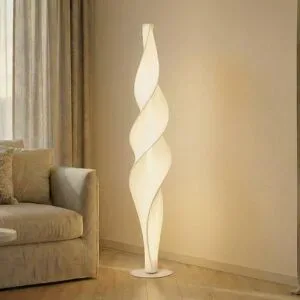 LED Stehlampe Novelle Lucande, dimmbar, weiß / opal, für Wohn- / Esszimmer, Kunststoff, Design, LED Stehlampe