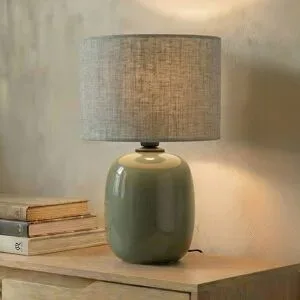 Tischlampe Melody TK Lighting, grün, für Wohn- / Esszimmer, Textil / Stoff / Seide, Tischlampe