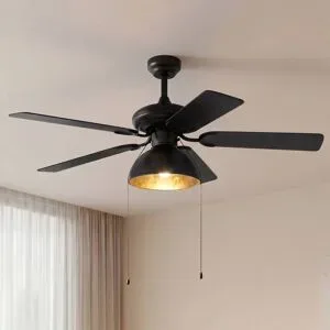 Lucande Deckenventilator mit Licht Shamoian, leise, Ø 130 cm Shamoian, schwarz, für Wohn- / Esszimmer, Metall, Vintage