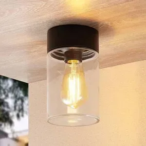 Arcchio Liljana Außendeckenleuchte, IP65, schwarz Arcchio, dimmbar, schwarz, Glas, Modern, Deckenlampe