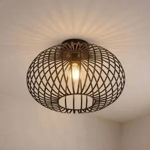 Deckenlampe Rosalea Lindby, dimmbar, schwarz, für Wohn- / Esszimmer, Metall, Modern, Deckenlampe