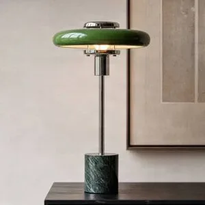 Tischlampe Branford Lindby, grün, für Wohn- / Esszimmer, Metall, Vintage, Tischlampe