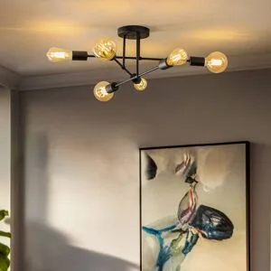 Deckenlampe Cambridge HELAM, dimmbar, schwarz, für Wohn- / Esszimmer, Metall, Modern, Deckenlampe