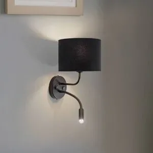 Wandlampe Roller Duolla, schwarz, für Wohn- / Esszimmer, Metall, Wandleuchte, Wandlampe Innen
