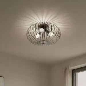 Deckenlampe Globe Domiluce, dimmbar, braun / rost, für Wohn- / Esszimmer, Metall, Deckenlampe