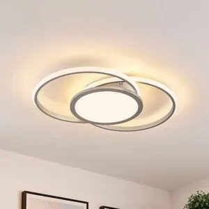 LED Deckenlampe Senne Lucande, dimmbar, alu / grau / zink, für Küche, Metall, Modern, LED Deckenleuchte