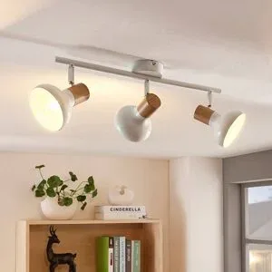 Lindby Deckenstrahler Fridolin, 50cm, 3-flg., weiß, Metall Fridolin Lindby, dimmbar, weiß / opal, für Küche, Metall, Modern, Strahler