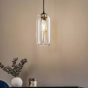 Glas Hängelampe Kaja Argon, dimmbar, klar / transparent, für Wohn- / Esszimmer, Glas, Modern, Pendelleuchte