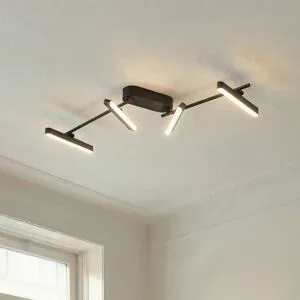 LED Deckenlampe Eldrin Lindby, dimmbar, schwarz, für Wohn- / Esszimmer, Metall, Modern, LED Deckenleuchte