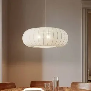 Hängelampe Helin Lindby, dimmbar, weiß / opal, für Wohn- / Esszimmer, Textil / Stoff / Seide, Skandinavisch, Pendelleuchte
