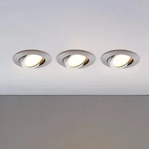 LED-Einbaustrahler Andrej, rund, alu, 3er-Set Andrej Lindby, alu / grau / zink, für Wohn- / Esszimmer, Kunststoff, Modern