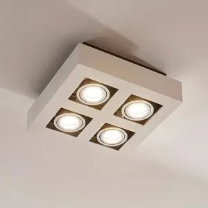 Arcchio Strahler Vince, 25 x cm, 4-flg., weiß/chrom, GU10 VINCE Arcchio, dimmbar, weiß / opal, für Flurbereich, Aluminium, Modern, Strahler