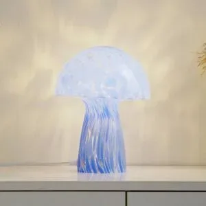 Tischlampe Hubi Lindby, blau, für Wohn- / Esszimmer, Glas, Modern, Tischlampe