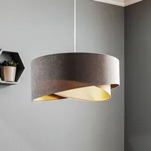 Hängelampe Vivien Maco Design, dimmbar, alu / grau / zink, für Wohn- / Esszimmer, Textil / Stoff / Seide, Modern, Pendelleuchte
